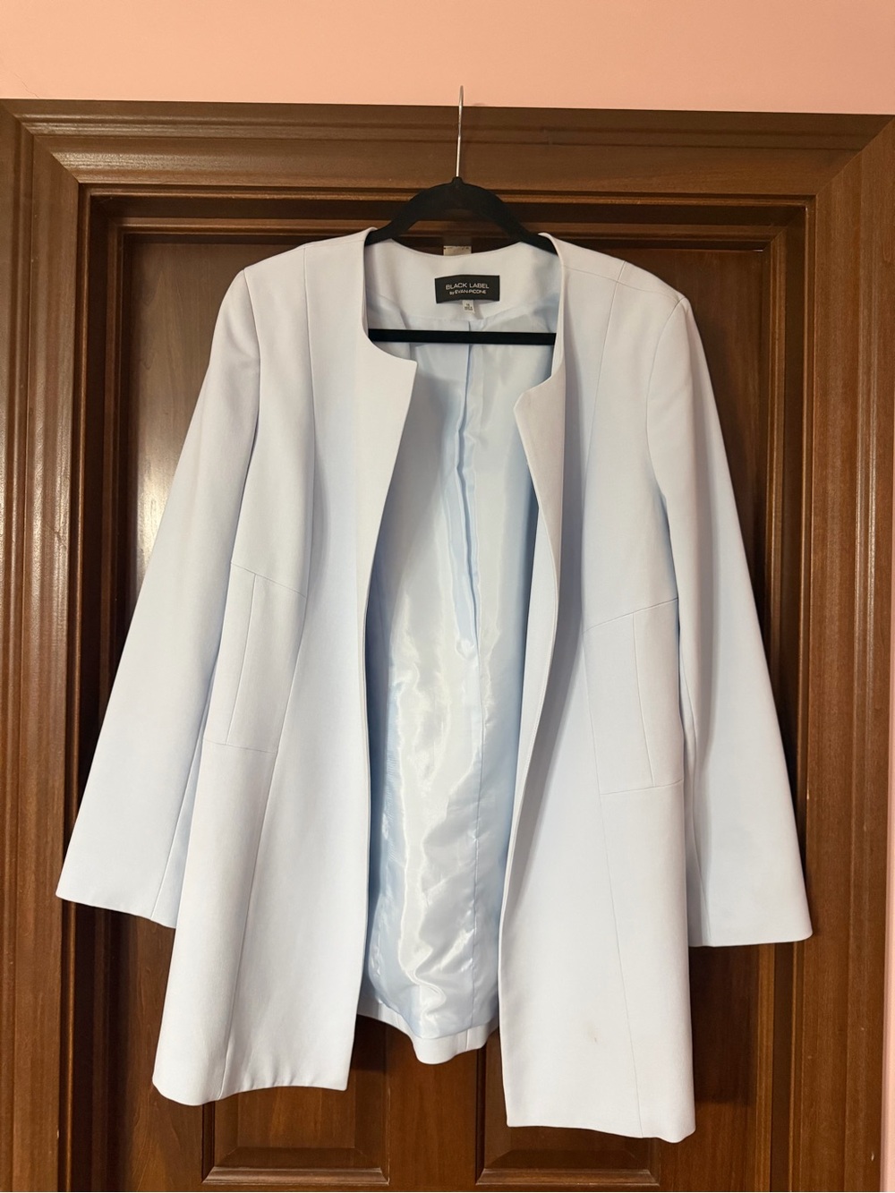 Evan Picone Pale Blue Open-Front Blazer